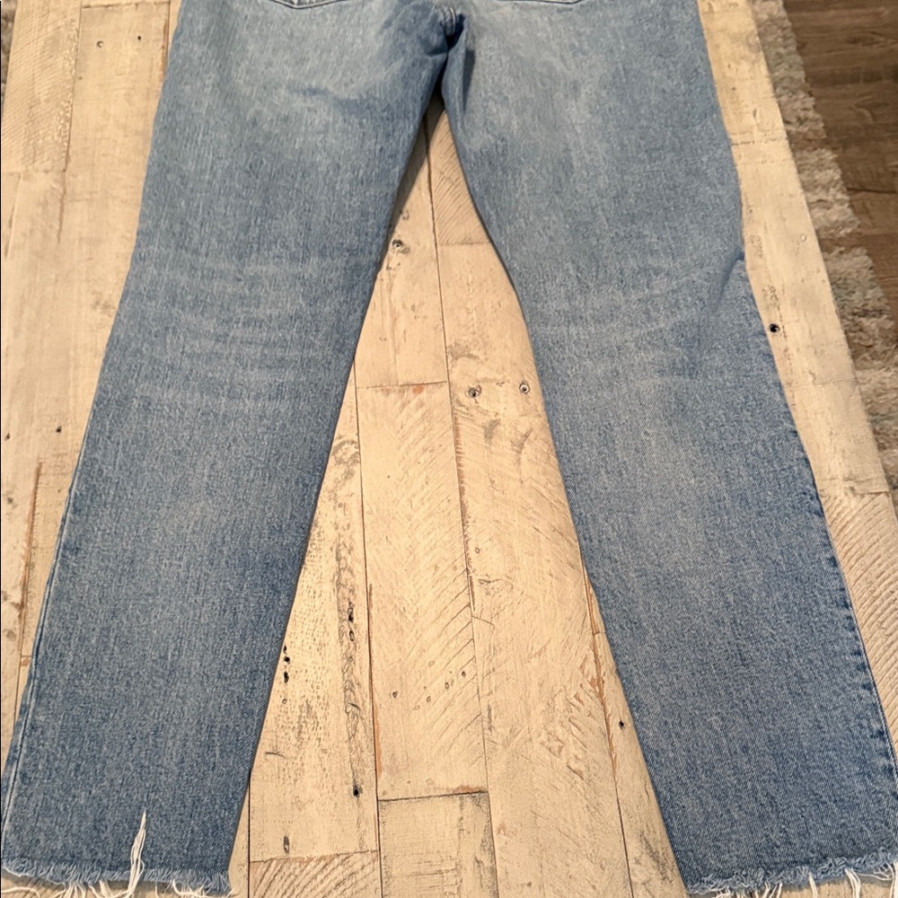 Free People We The Free Denim Button-Fly Distressed Jeans Straight Leg Size 30 - Picture 9 of 10